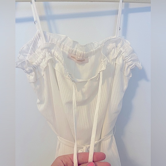 NWOT Boutique White Tiered Ruffle Mini Dress w/adjustable straps - Small - Picture 8 of 9